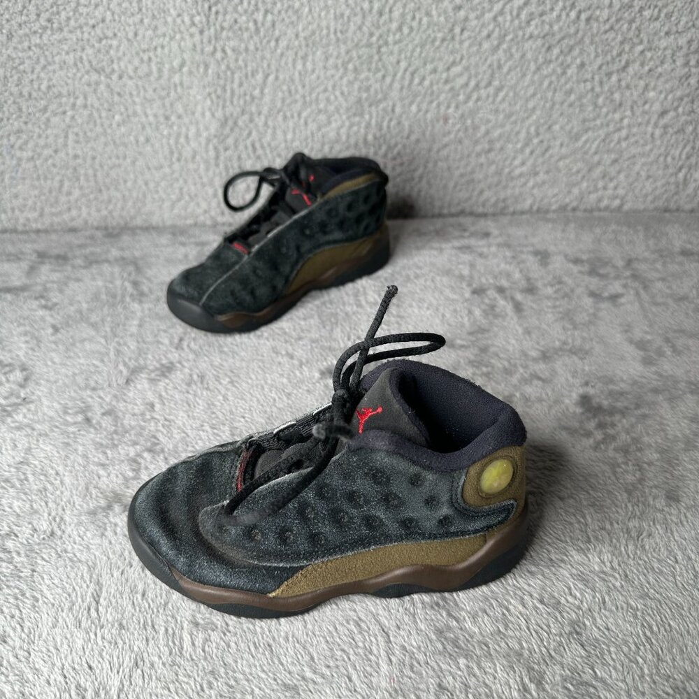 Nike Air Jordan 13 Retro Olive‎ Toddler Shoes Size 9C Black Green Red Sneakers